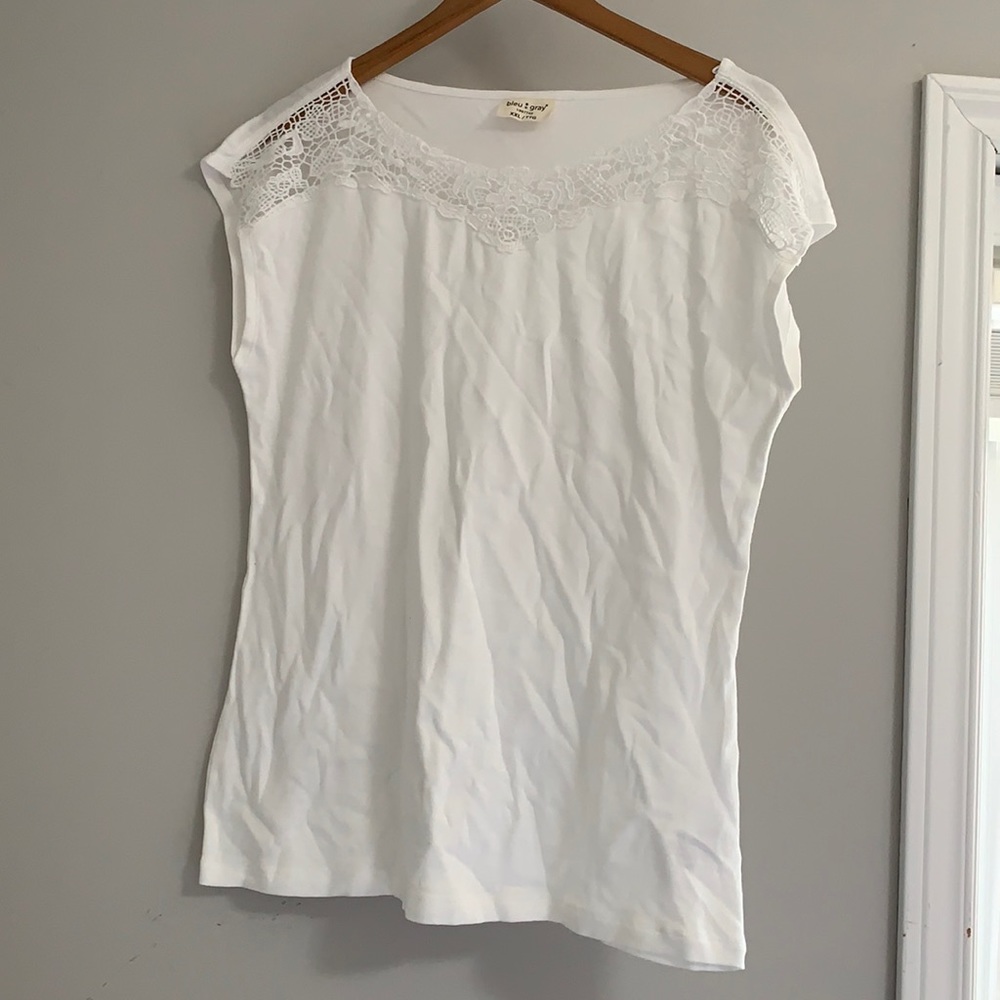 (2/$20) Bleu Gray XXL White Lace T-Shirt